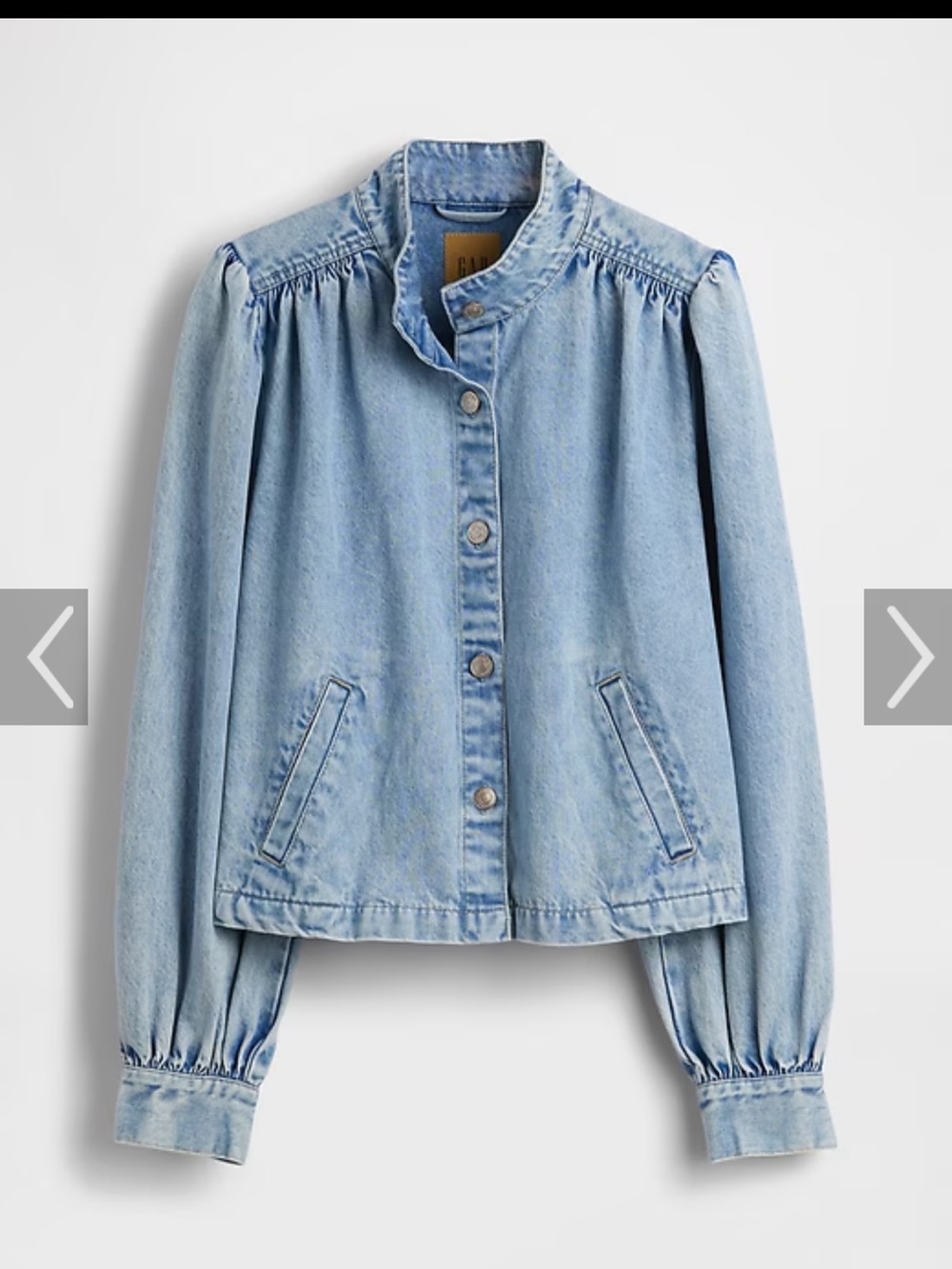 Unique Gap Denim Puff Sleeve Crop Jacket